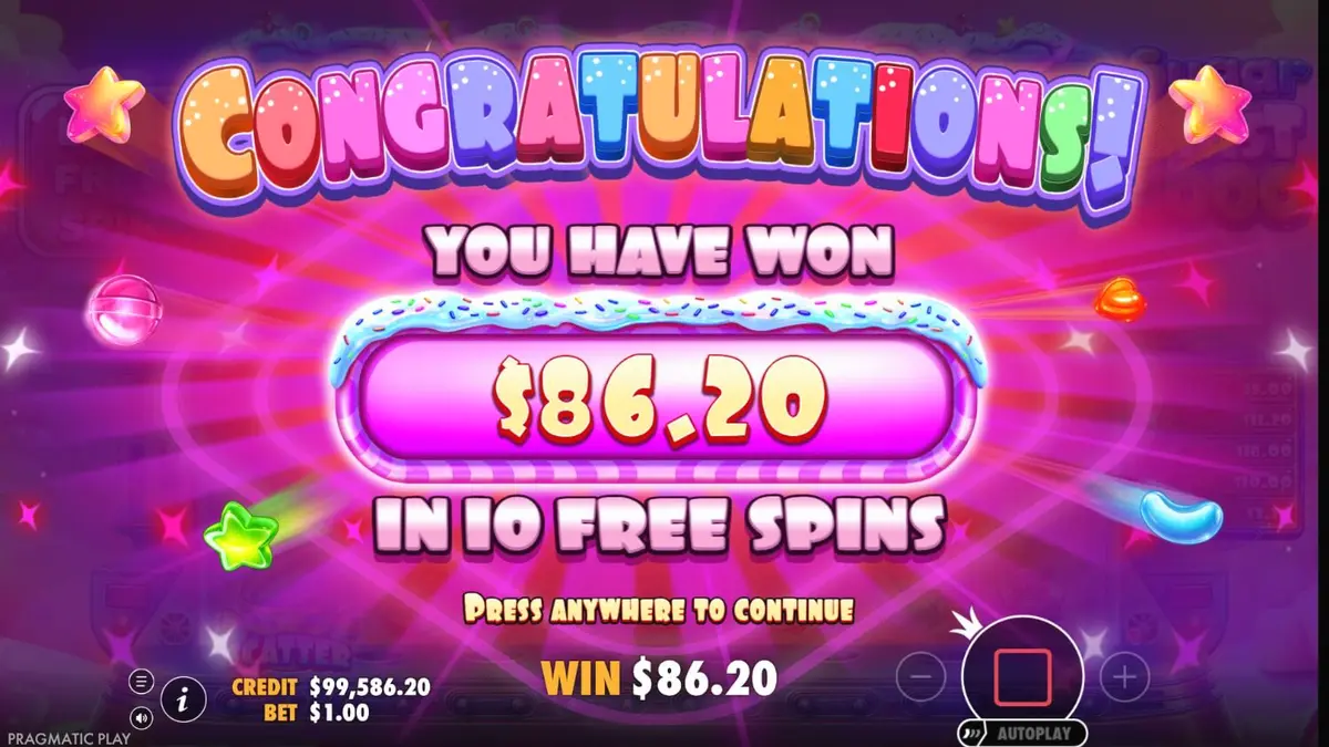 Interface colorida e vibrante do jogo Sugar Twist 1000 com doces e guloseimas